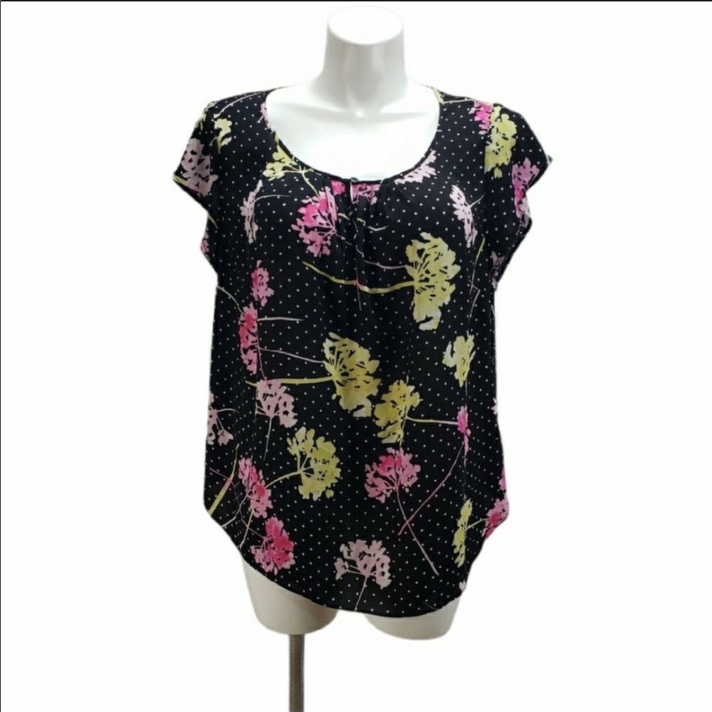 Roz & Ali Polka Dot Floral Multi Print Blouse
